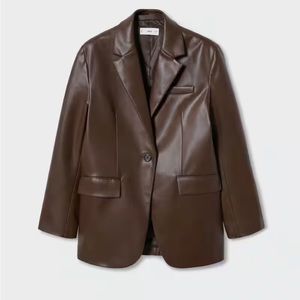 Mango - women’s oversized faux leather jacket